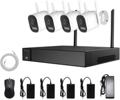 4 WIFI kamerų komplektas Longse LW5MC84B2, 5Mp, 2,8mm, 30m IR, 30m LED, žmogaus ir automobilio detekcija, švyturėliai, mikrofonas, garsiakalbis