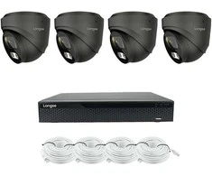 4K 8 megapikselių raiškos IP kamerų komplektas Longse - 1- 4 kameros CMSBKL8RC-DG Hybrid light, POE, žmogaus ir automobilio detekcija, tamsiai pilka, Kamerų kiekis: 1, Vaizdo ir maitinimo kabeliai: Be kabelių