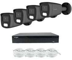 4K 8 megapikselių raiškos IP kamerų komplektas Longse - 1- 4 kameros BMSCKL8RC-DG Hybrid light, POE, žmogaus ir automobilio detekcija, tamsiai pilka, Kamerų kiekis: 4, Vaizdo ir maitinimo kabeliai: Be kabelių