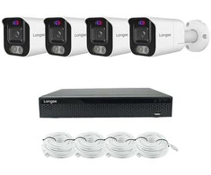 5MP raiškos IP kamerų komplektas Longse - 1- 4 kameros BMSEKL5AD-28PMSTFA12, Sony Starvis, POE, žmogaus ir automobilio detekcija, garsiakalbis, mikrofonas, švyturėliai, Kamerų kiekis: 4, Vaizdo ir maitinimo kabeliai: Be kabelių
