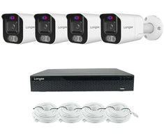 5MP raiškos IP kamerų komplektas Longse - 1- 4 kameros BMSEKL5AD-28PMSTFA12, Sony Starvis, POE, žmogaus ir automobilio detekcija, garsiakalbis, mikrofonas, švyturėliai, Kamerų kiekis: 4, Vaizdo ir maitinimo kabeliai: Su kabeliais