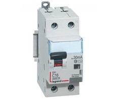 Automatinis jungiklis su srovės nuotekio rėle Legrand 411002 (16A, 1P+N, 230V, 30mA, RCBO)
