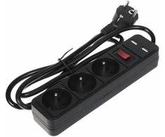Blow DAUGIALIZDIS LAIDO ILGIKLIS PR-1.5M-3G-SW/USB/B (3 LIZDAI + 2 USB) 1.3 m