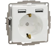 Kištukinis lizdas su įžeminimu + 2x USB-A įkrovimo lizdais Schneider Electric Sedna Design SDD111052 (baltas)