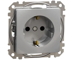 Kištukinis lizdas su įžeminimu ir apsauga nuo vaikų Schneider Sedna Design SDD113021 (aliuminis)