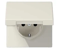 Kištukinis lizdas su įžeminimu ir dangteliu JUNG LS1520KL (dramblio kaulo spalvos, 16A/250V)