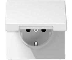 Kištukinis lizdas su įžeminimu ir dangteliu JUNG LS1520KLWW (baltas, 16A/250V)