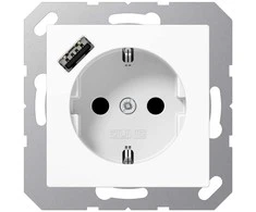 Kištukinis lizdas su USB A lizdu JUNG A1520-18AWW (baltas, 16A/250V)
