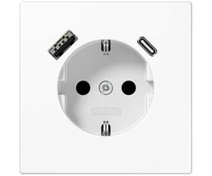 Kištukinis lizdas su USB+USB-C JUNG LS1520-15CAWW (baltas, 16A/250V)