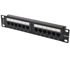 Komutacinė panelė 19'' 1U, UTP 6A cat., 12 prievadų