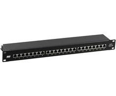 Komutacinė panelė 19" EFB 37666SW.1M (Juoda, Cat6A STP, 24 prievadai, 10G, 1U)