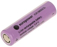 LI-ION AKUMULIATORIUS BAT-ICR18650CIL/EP 3.6 V EUROPOWER