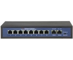 Tinklo šakotuvas Longse 10/100MBps 8 jungtys POE + 2 jungtys 10/100/1000MBps (HT812)