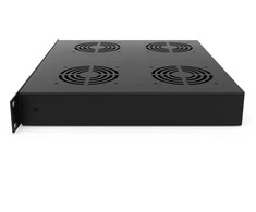 Ventiliatorių blokas 19" spintai 1U LK-DTU-002 (juodas, 4 ventiliatoriai, su termostatu, LCD, 483x328x44 mm)