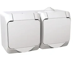 Virštinkinis dvigubas kištukinis lizdas su įžeminimu Schneider Cedar Plus WDE000523 (su dangteliu, baltas, 2x16A, 250V)