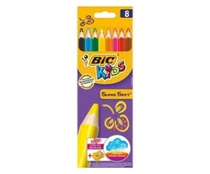 Bic Spalvoti pieštukai Supersoft, 8 spalvų rinkinys, su drožtuku