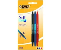 Bic Spalvotų tušinukų rinkinys Soft Feel Clic Grip 1.0 mm, pakuotėje 3 vnt 133990