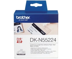 Brother DK-N55224 (DKN55224) Nelipnių popierinių etikečių ritinėlis, Juodas on Baltas, 54mm 30.5m