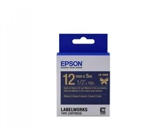 „Epson“ etikečių kasetė, atlasinė juostelė LK-4HKK auksinė, tamsiai 12 mm (5 m)