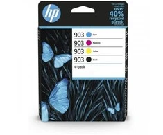 Hewlett Packard (HP) Hewlett-Packard kasečių rinkinys 903 (6ZC73AE), juoda, žydra, purpurinė, geltona kasetė