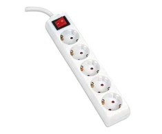 Ilgiklis su įžeminimu OMEGA, 5m, 16 A, 5 lizdai, F Tipo, Schuko German, Baltas