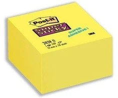 3M Lipnūs lapeliai Post-it Super sticky kubas, 76 x 76 mm, 350 lapelių, geltona