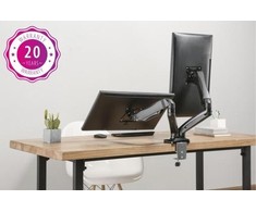 Up Up Premium Dual-Screen Monitoriaus laikiklis 17-32'', VESA 75x75, 100x100, Matinė juoda