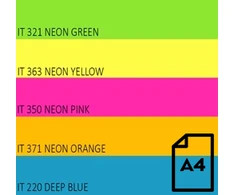 Spalvotas Neon popierius Double A, 75g, A4, 500 lapų, Rainbow 4, 5 Neon spalvų