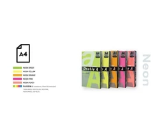 Spalvotas Neon popierius Double A, 75g, A4, 500 lapų, Rainbow 4, 5 Neon spalvų