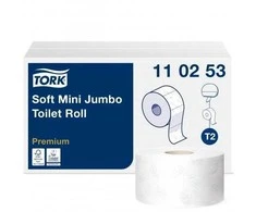 Tualetinis popierius Tork PREMIUM MINI JUMBO T2 110253,2 sl.,9.7cm x 170m,balta sp.,12 vnt.