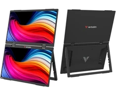 Verbatim 32403 Dual Nešiojamas monitorius 15.6'' × 2 IPS FHD 1920x1080 10ms 250cd/m2 60Hz, Juoda