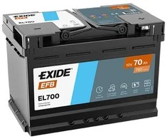 EXIDE EL700 EFB 70Ah 720A (EN) 12V akumuliatorius
