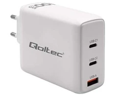 Įkroviklis Qoltec GaN (51826) 100W USB-C / USB (baltas)