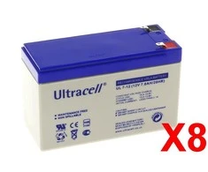 ULTRACELL 12V 7Ah AGM VRLA akumuliatoriai (8 vienetai)