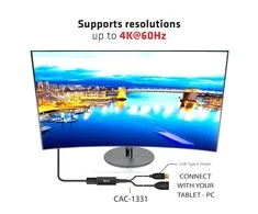 Club 3D CLUB3D HDMI 2.0 Į DISPLAYPORT 1.2 4K60HZ HDR M/F ACTIVE ADAPTER Juodas