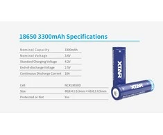 Xtar 3300mAh 3,6V 18650 akumuliatorius su PCB