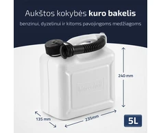 Plastikinis kuro bakelis 5 L hünersdorff, permatomas (UN, E10)