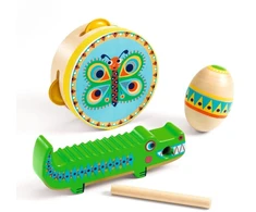 Djeco Animambo Muzikos instrumentų rinkinys: tamburinas, marakasas, guiro ( DJ06031 )