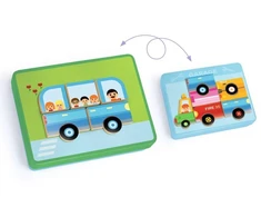 Djeco Mediniai magnetai ir metalinė dėžutė - Transporto priemonės
