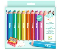 Djeco Spalvoti pieštukai vaikams (12 vnt. + drožtukas)