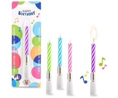 Trendhaus Birthday Fun - Žvakutė su melodija „Happy Birthday“ (1 vnt., 4 dizainai)