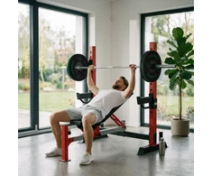 ADJUSTABLE WEIGHT BENCH WITH BARBELL RACK, LEG DEVELOPER AND PREACHER CURL PAD LS7688 HMS