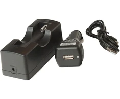 Yate automobilinis kroviklis Li-ion 18650 baterijoms su USB kabeliu