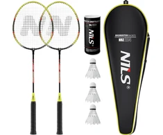 Badmintono raketės NRZ204-1 aliuminis + 3 plunksniniai voleniai + NILS dėklas