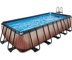 Baseinas EXIT Wood 540 x 250 x 122 cm su kopėtėlėmis ir pompa su smėlio filtru