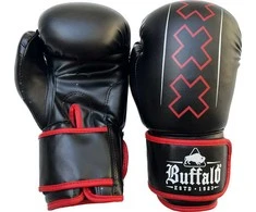"Buffalo Outrage" bokso pirštinės juodos ir raudonos spalvos 12oz