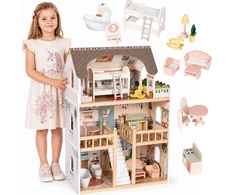 Medinis lėlių namelis 3 aukštų ECOTOYS