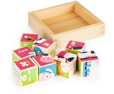 Edukacinės medinės kaladėlės-dėlionė Ecotoys Zoo