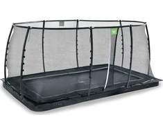 EXIT Dynamic įleidžiamas į žemę batutas 305x519 cm su apsauginiu tinklu, juodas