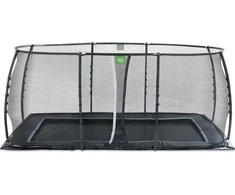 EXIT Dynamic ground level trampoline 305x519cm with safety net - juodas